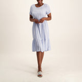 Blue/White Stripe Printed Dress