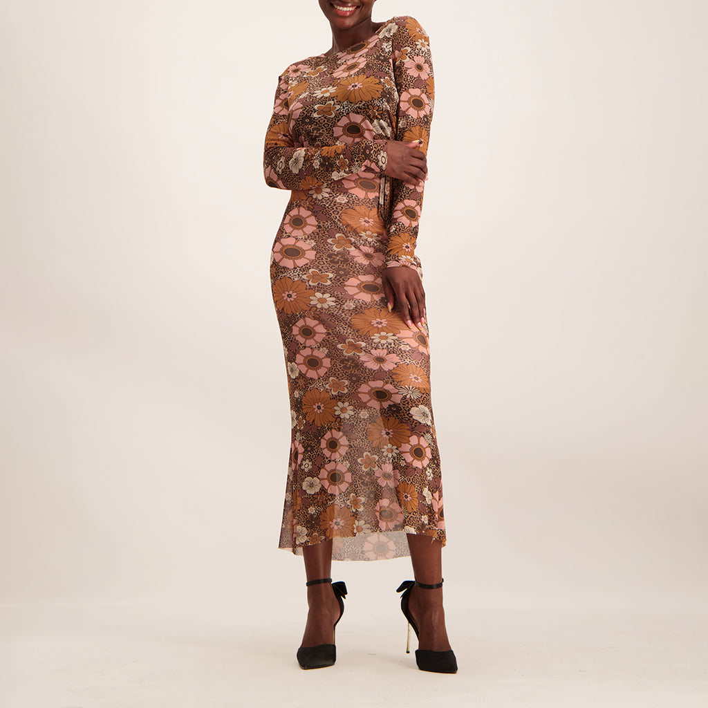 Blush/Stone Mesh Printed Skrit - Fashion Fusion