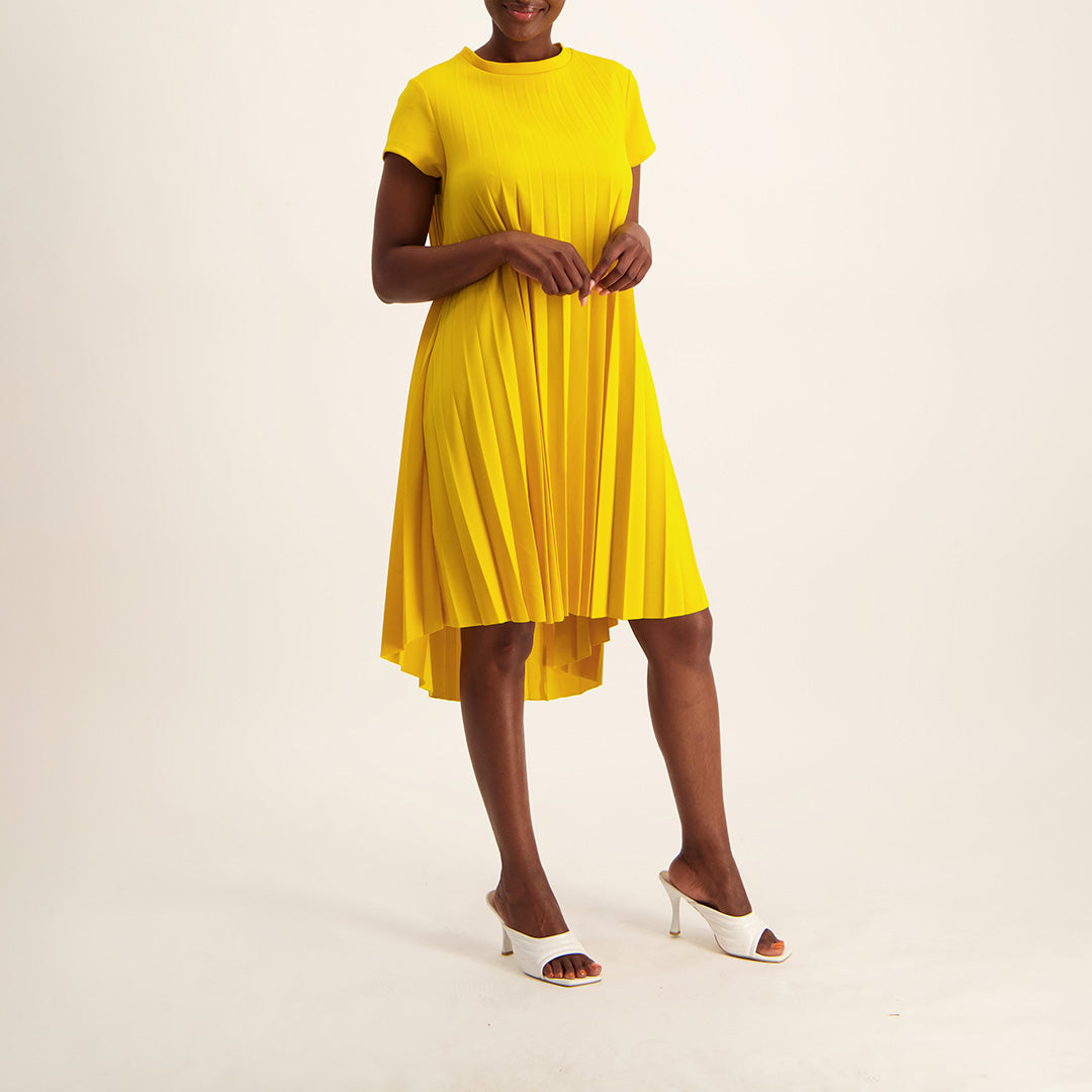 Yellow Pleated Dress