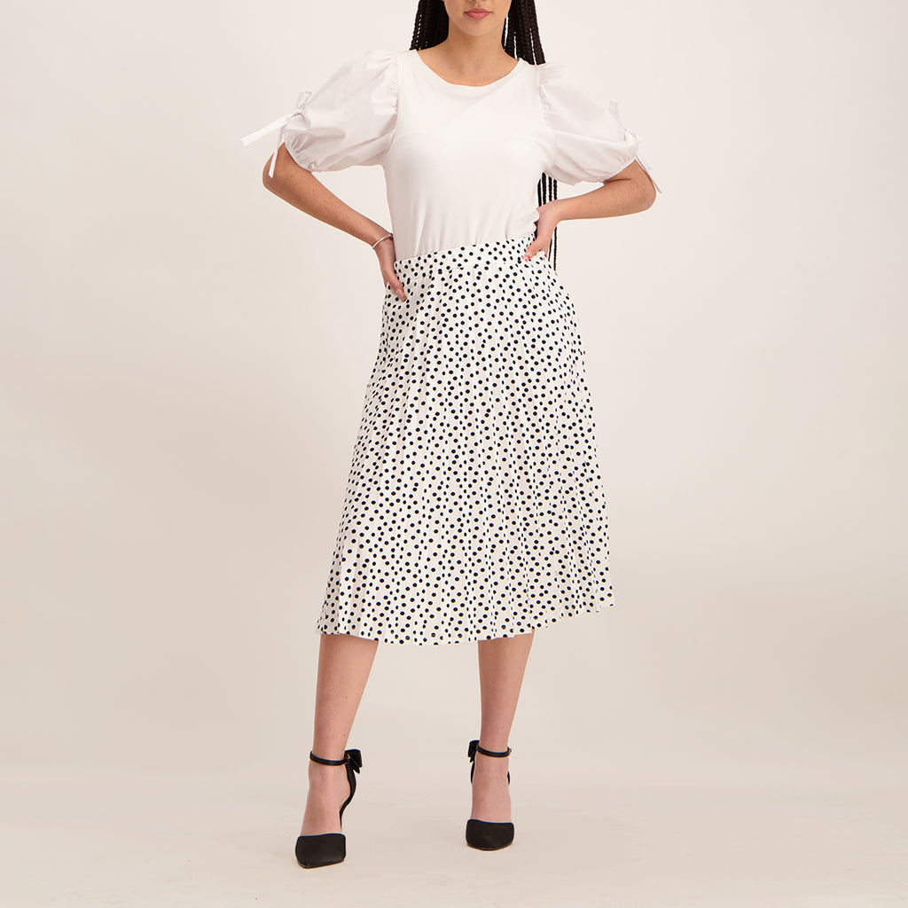 White/Black Polka Dot Pleated Skirt – Fashion Fusion