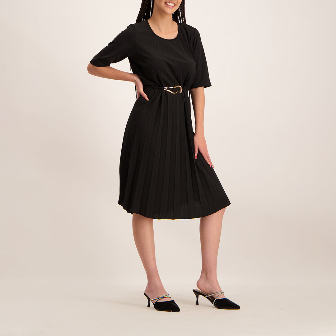 Black Pleated Dress - Fashion Fusion