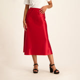 Red Satin Skirt