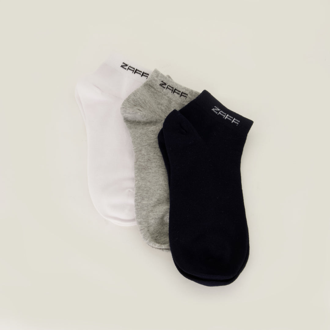 3 Pack Plain Trainer Liner Socks.Z Jacquard Branding.