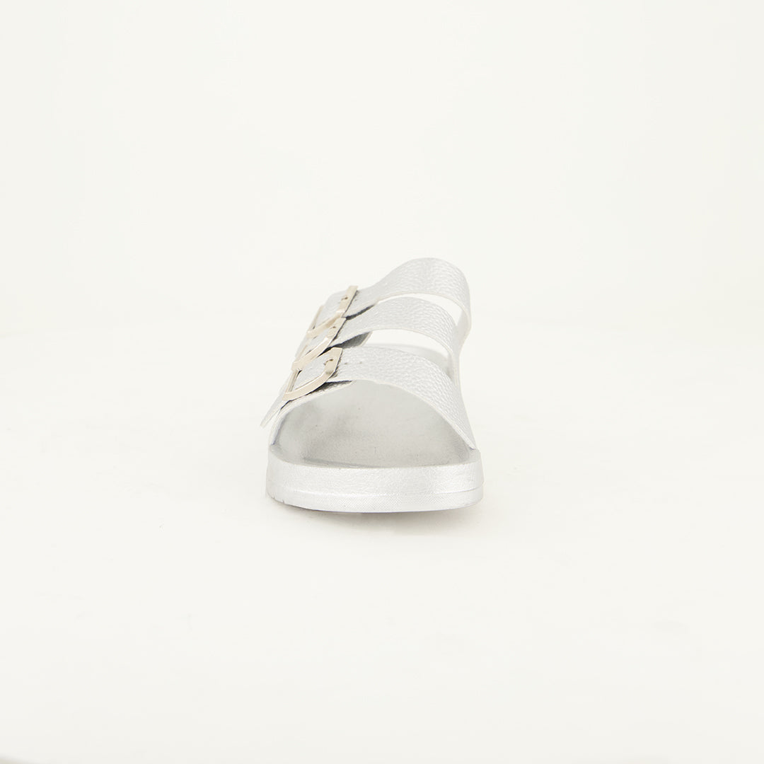 Nova Silver Glitter Birk Sandal. Triple Strap.