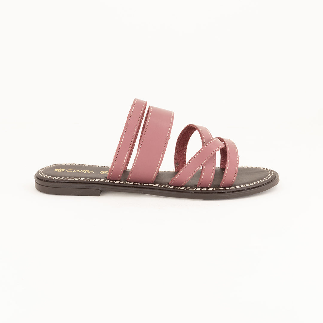 Strappy Leather Sandal.Choc In Sole. - Fashion Fusion