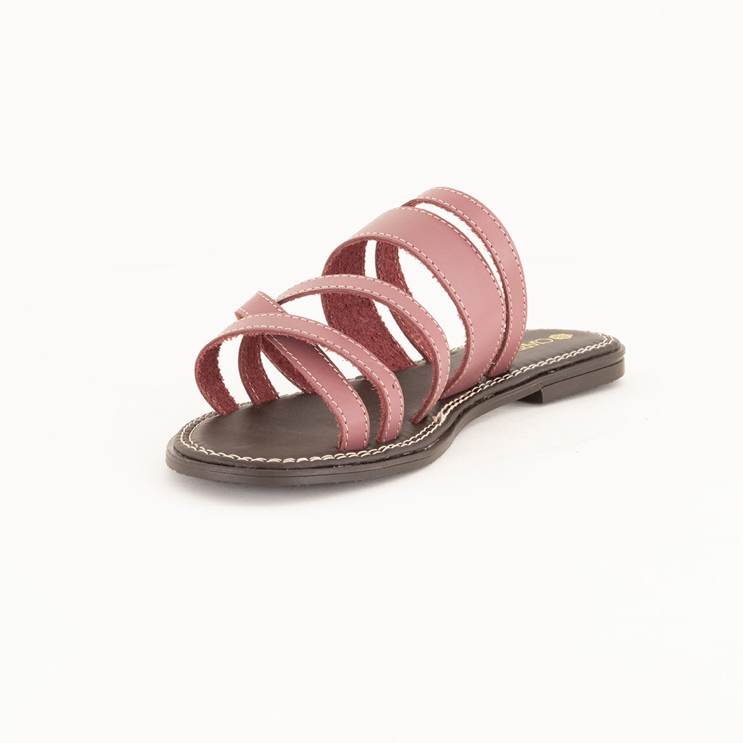 Strappy Leather Sandal.Choc In Sole. - Fashion Fusion