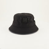 Nylon Bucket Hat.Rubber Badge And Webbing Detail.