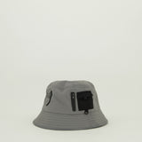 Nylon Utility Bucket Hat.Rubber Badge And Black Nylon Pocket.