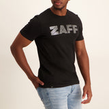 MENS ZAFF BLACK PRINTED S/S T-SHIRT (FOIL PRINT)