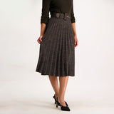 Dark grey pleated skirt with belt