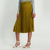 Mustard pleated skirt with belt