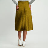 Mustard pleated skirt with belt