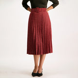 Mink pleated skirt with belt