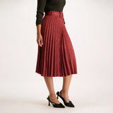 Mink pleated skirt with belt
