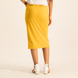 Mustard ladies tube body con skirt