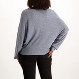 Blue batwing french knit blouse