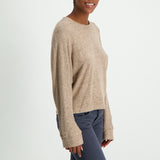 Camel batwing french knit blouse