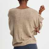 Camel batwing french knit blouse