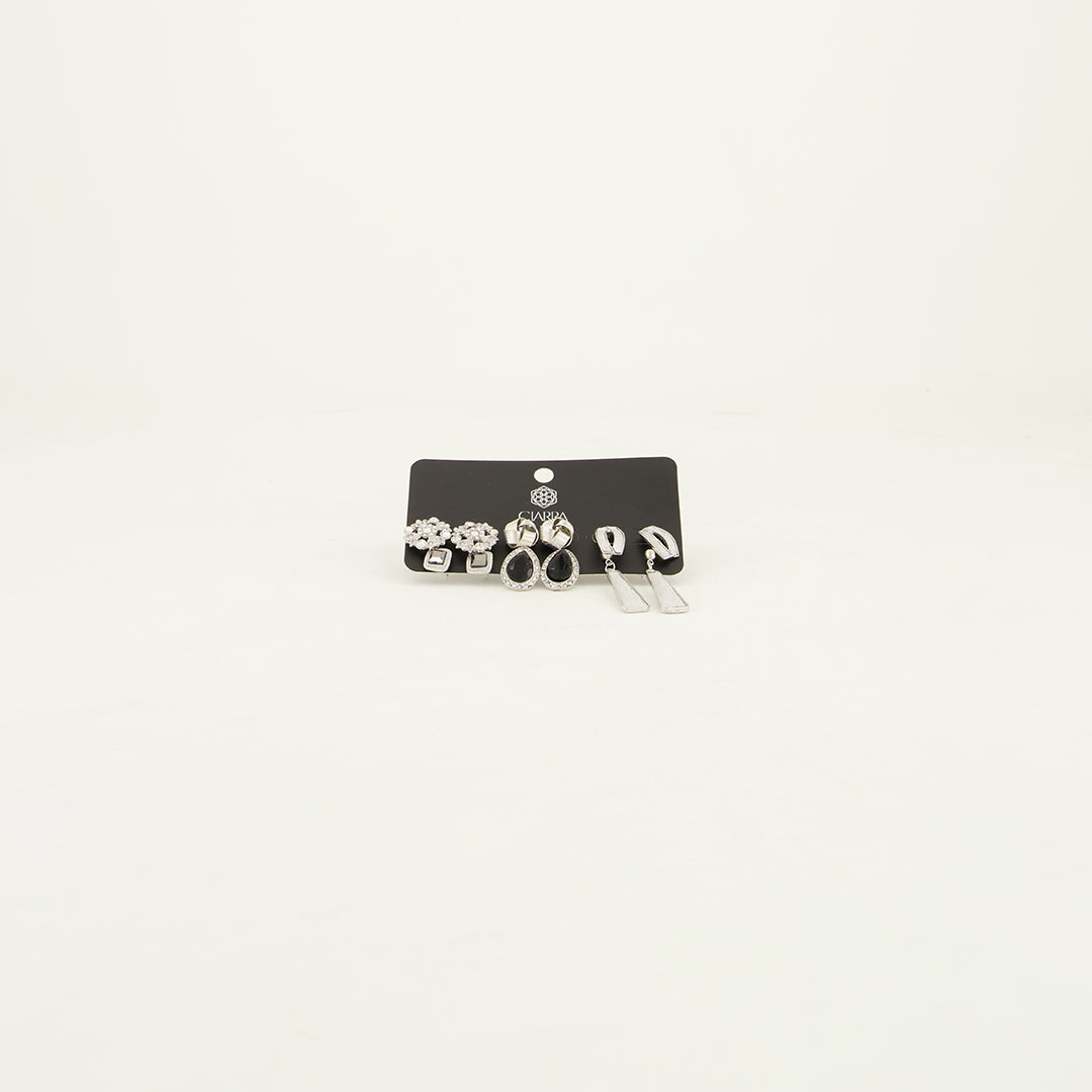 Ladies silver 6 pack earring set