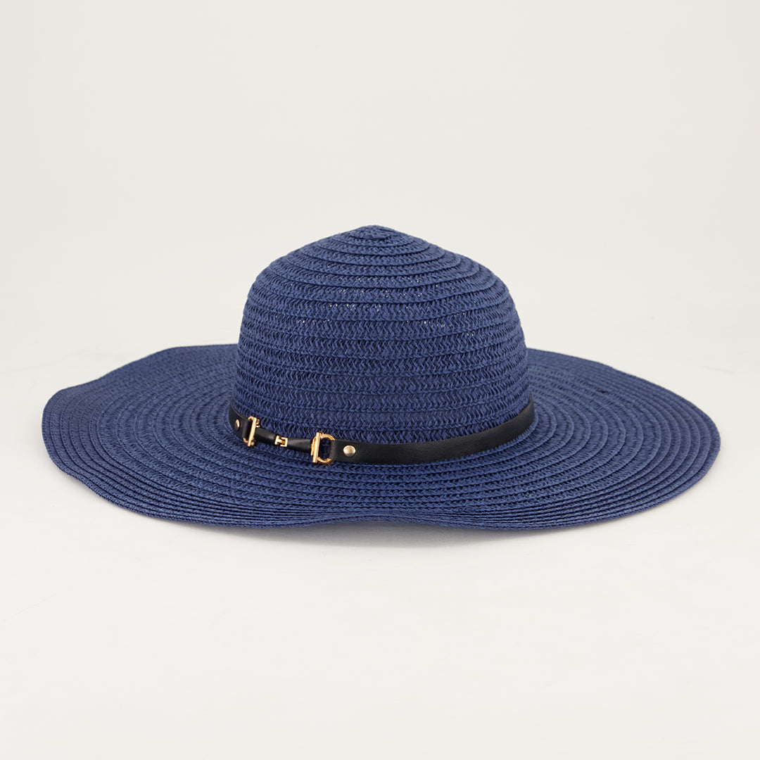 Ladies navy straw hat