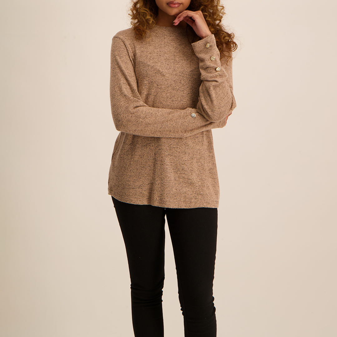 Mocaa long sleeve french knit button blouse