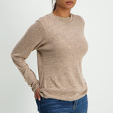Copper long sleeve french knit button blouse