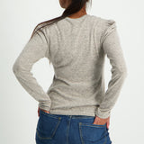 Stone long sleeve french knit puff shoulder top