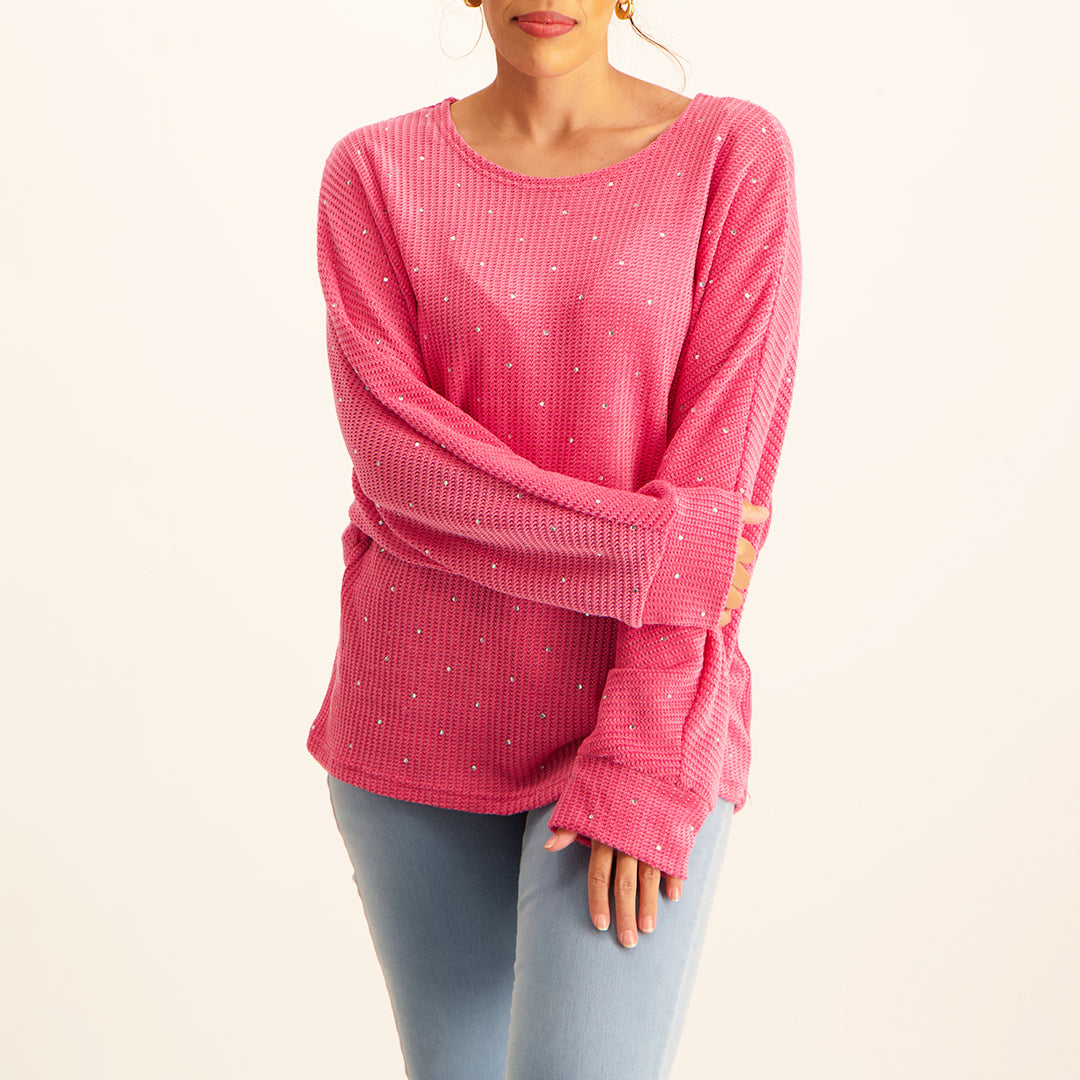 Pink ladies longsleeve sequence knit jersey
