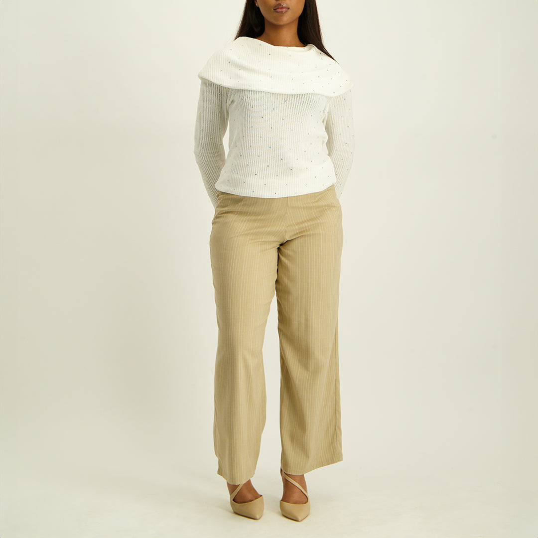 White ladies alora cowl neck sequence knit jersey