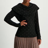 Black ladies alora cowl neck sequence knit jersey