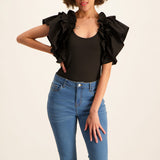 DTY Bodysuit With Sleeve Frill Detail