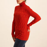 Textured Poloneck With Long Sleeves