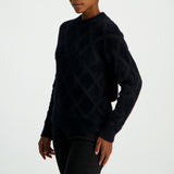 Fur Crew Neck Top With Long Sleeves