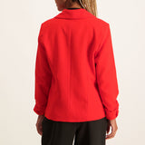 Nue Red Plain Barbie Long Sleeve Blazer With Button