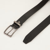 Branded black leather belt