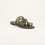 Strappy Toe Leather Sandal.Choc Sole.
