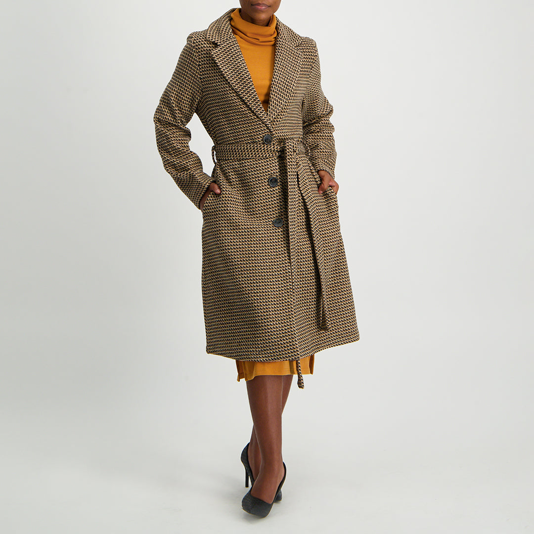 Choc/Black Printed Coat