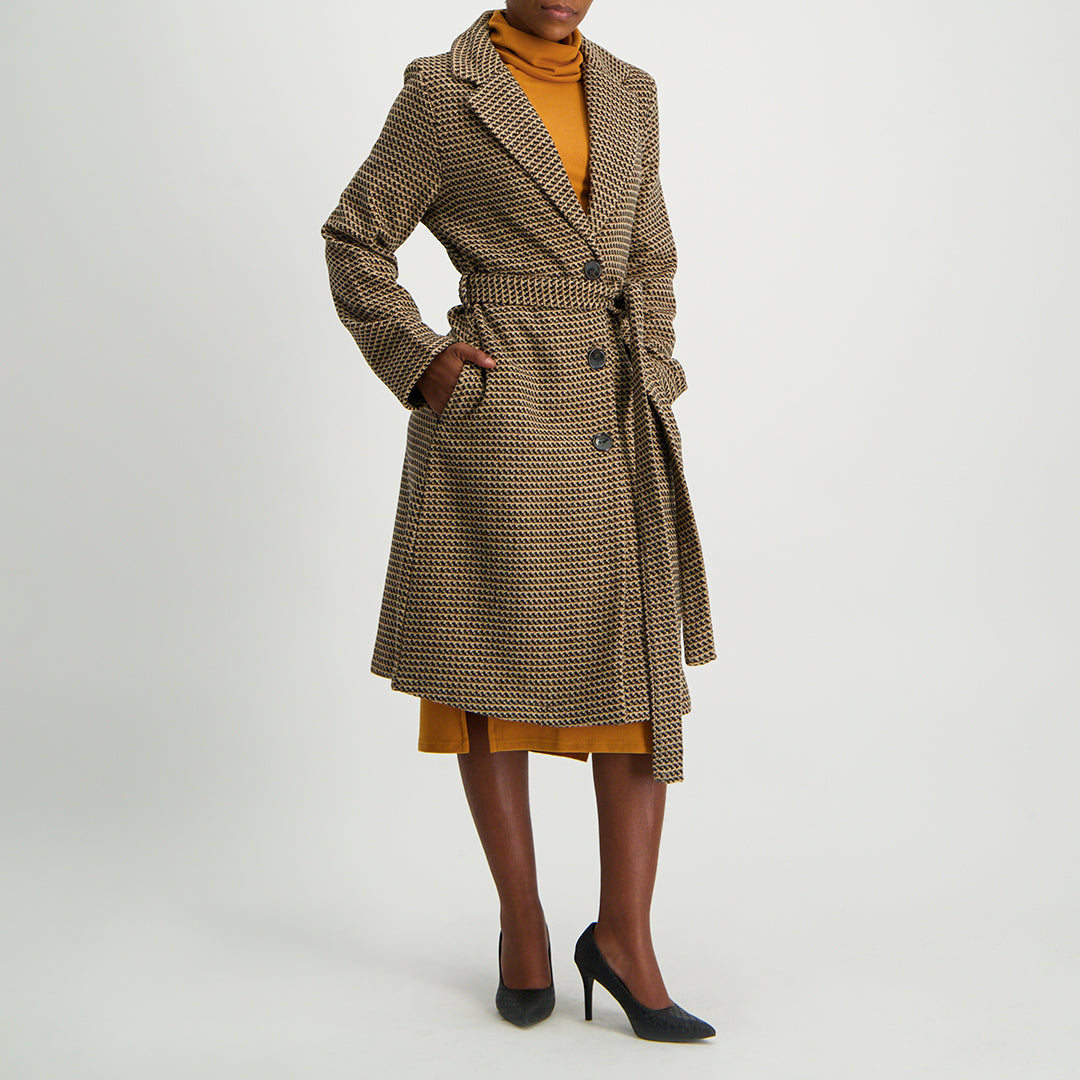 Choc/Black Printed Coat