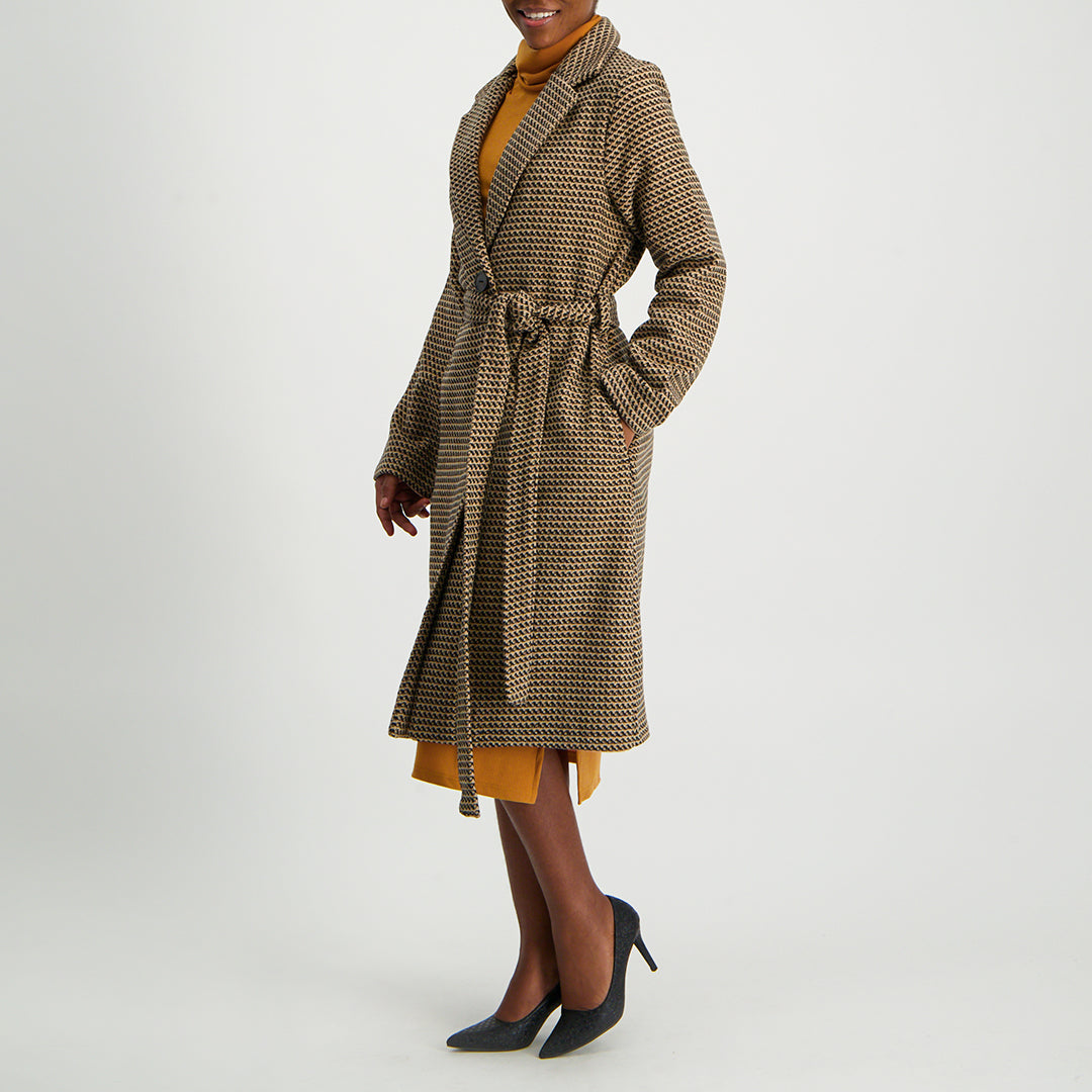 Choc/Black Printed Coat