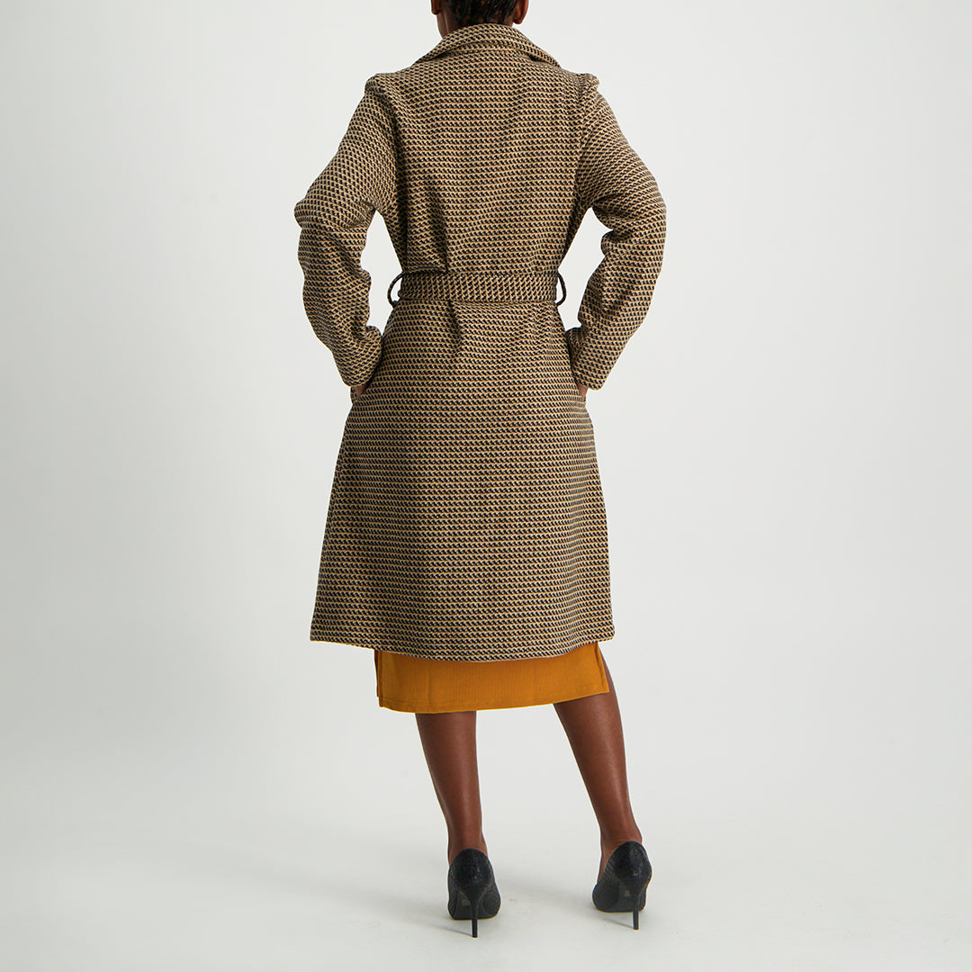Choc/Black Printed Coat