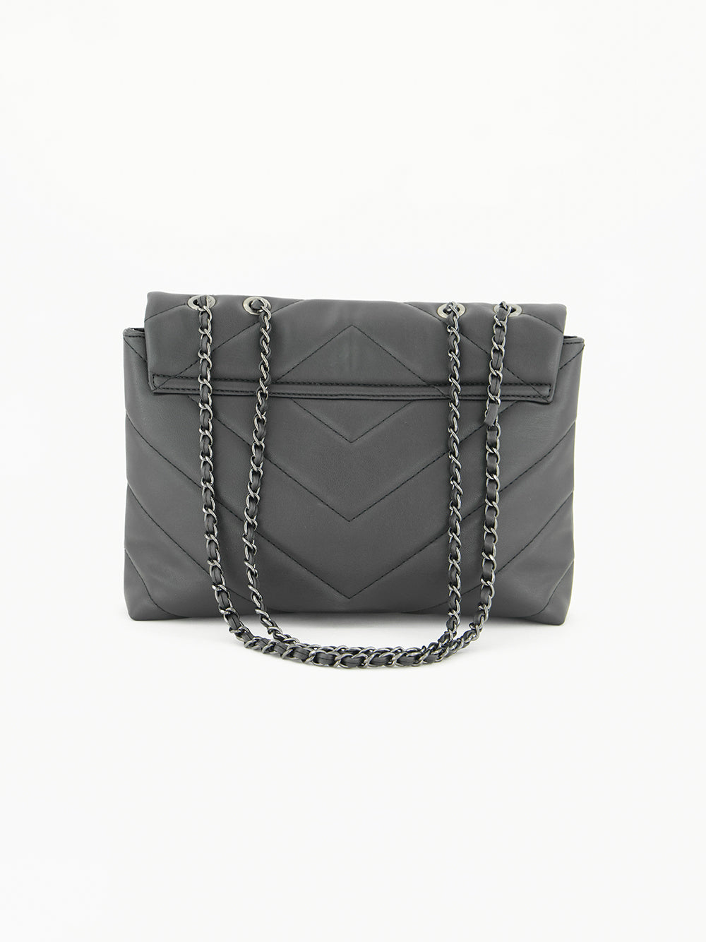 Chevron Quilt Flap Bag.Chain And Pu Strap.