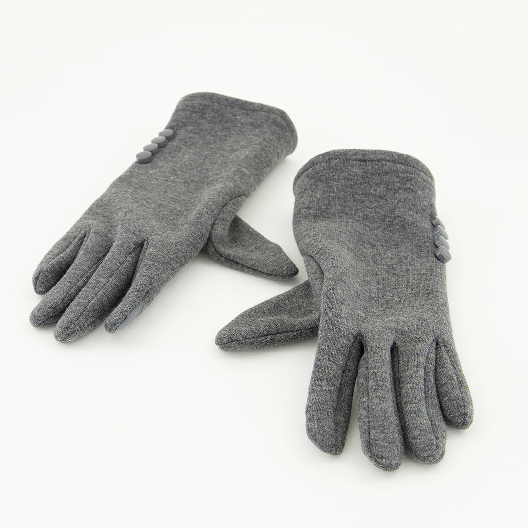 Ciarra Charcoal Felt Gloves.Button Detail.