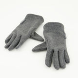 Ciarra Charcoal Felt Gloves.Button Detail.