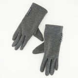 Ciarra Charcoal Felt Gloves.Button Detail.