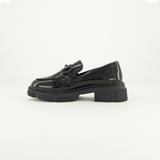 Patent High Loafer Shoe.Matte Black Trim.