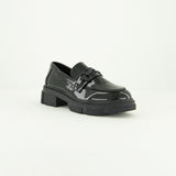 Patent High Loafer Shoe.Matte Black Trim.