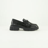 Patent High Loafer Shoe.Matte Black Trim.