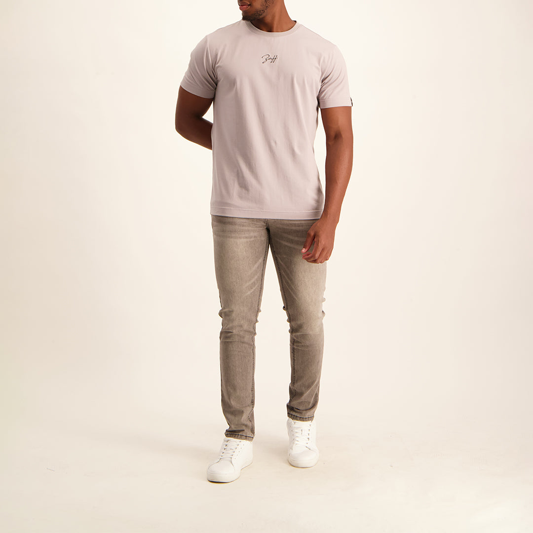 MENS ZAFF GREY EMBROIDERED T-SHIRT