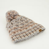 Fancy Ribbed Knit Beanie.Acrylic Pom Pom.