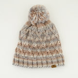 Fancy Ribbed Knit Beanie.Acrylic Pom Pom.